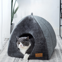 Cat Bed Winter Warm Enclosed Triangular Covered Cat House