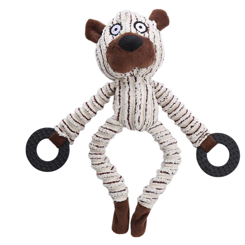 Plush Squeaky Dog Toy with Rubber Chewing Ring