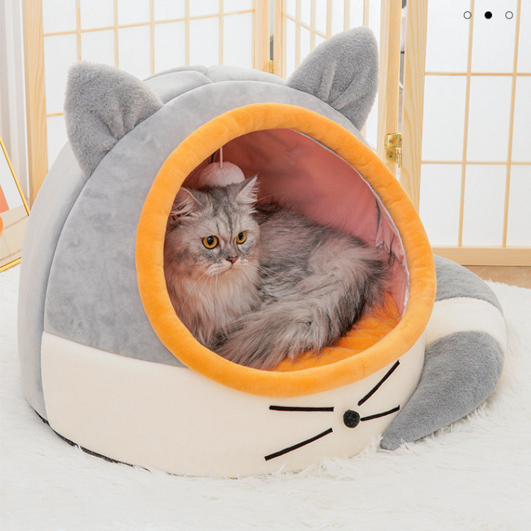 Cat Bed Winter Warm Enclosed Pet House Bed