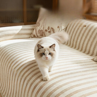 Cat Scratch Resistant Stripe Sofa Cover Protective Slipcover for Couch
