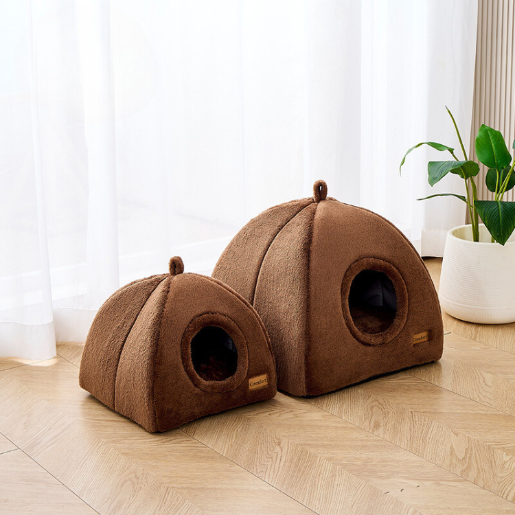 Pet Winter Covered Cat House Bed