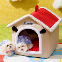 Red Roof House Cat Dog House Bed