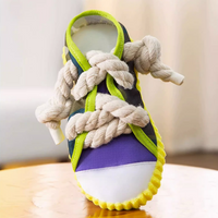 Pantofole in corda di cotone per animali domestici, giocattoli cigolanti da masticare per cani