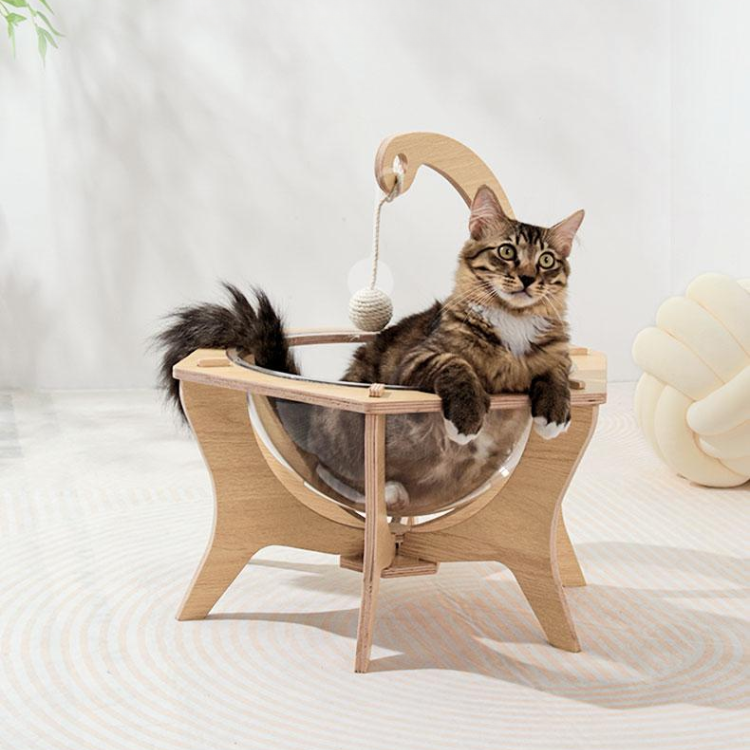 Transparent Cat Bed with Natural Sisal Ball