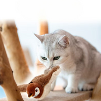 Realistic Cat Plush Toy With Feathers