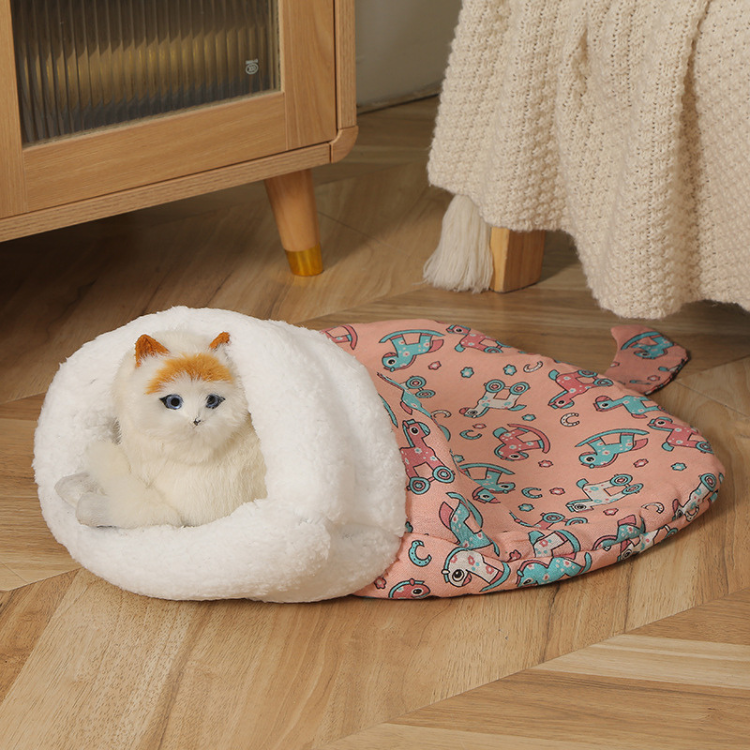 Cozy Winter Cat Cave Sleeping Bag