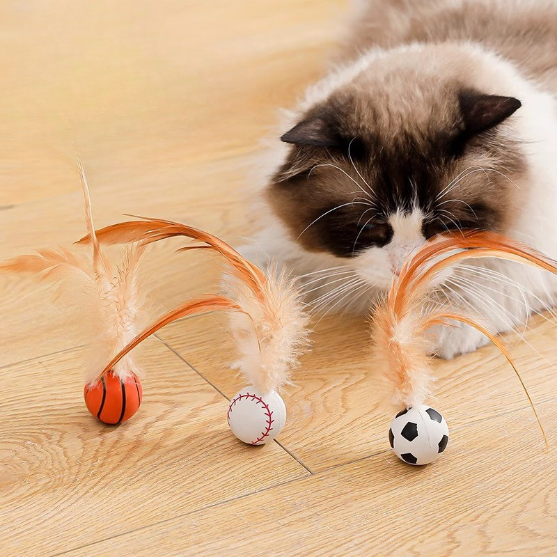 Cat Play Set With Lightweight Feather Balls