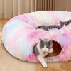 Cama túnel para gatos plegable con alfombrilla central
