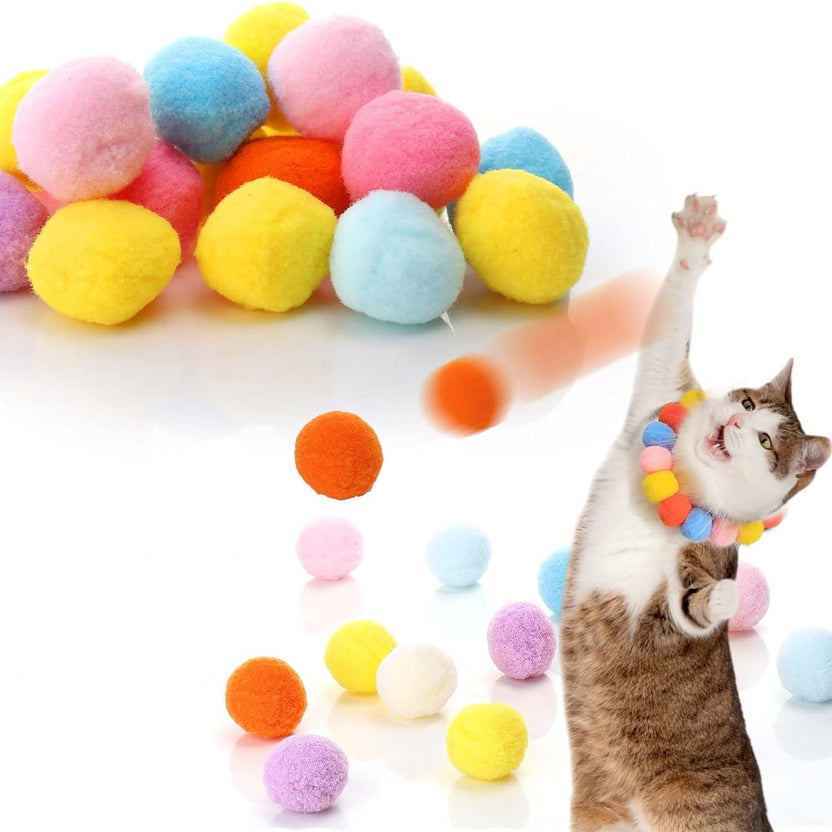 Cat Toy Pom Pom Balls Interactive Toys for Indoor Cats Pawpycup