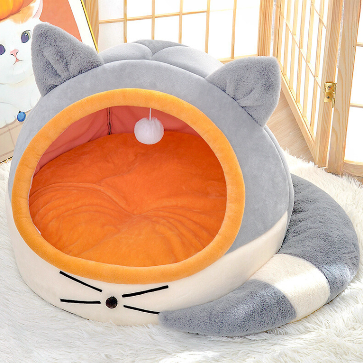 Cat Bed Winter Warm Enclosed Pet House Bed