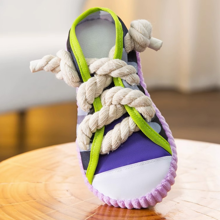 Pantofole in corda di cotone per animali domestici, giocattoli cigolanti da masticare per cani