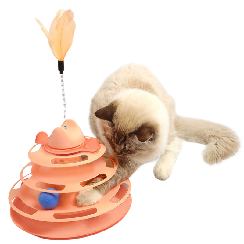Cat Using A Turntable Cat Toys Tower of Tracks Interactive Turntable Cat Toy β Pawpycup