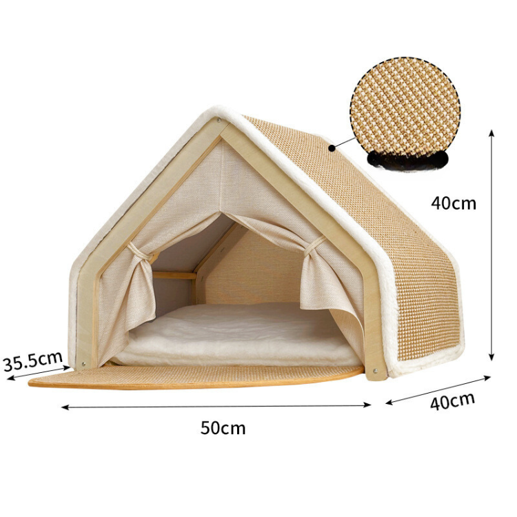 Cat Scratching Board Covered Tent House Bed