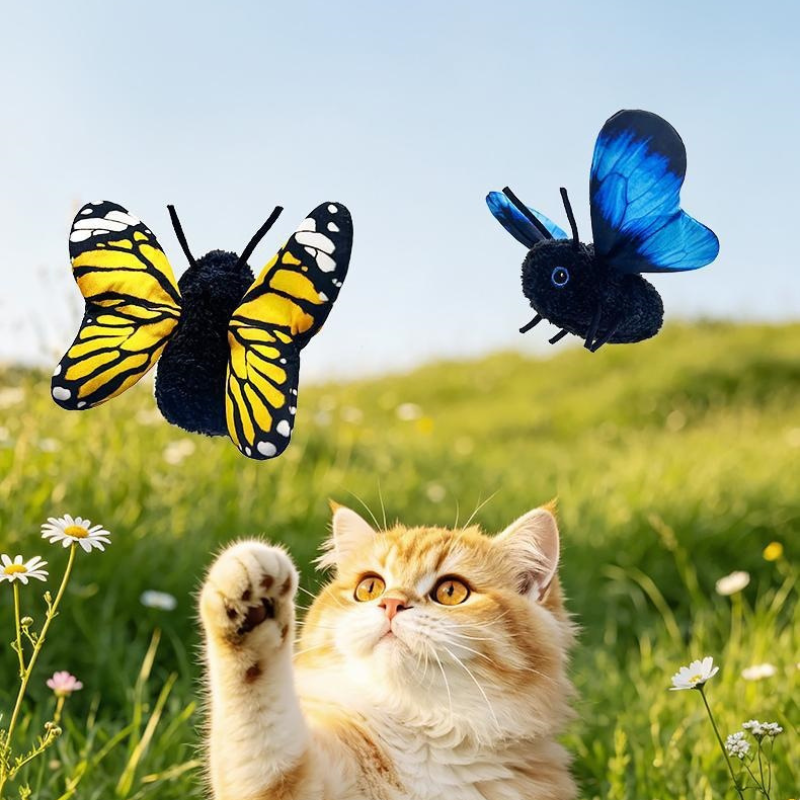 Interactive Flutter Butterfly Cat Toy Automatic Realistic Insect Teaser
