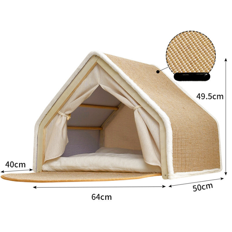 Cat Scratching Board Covered Tent House Bed