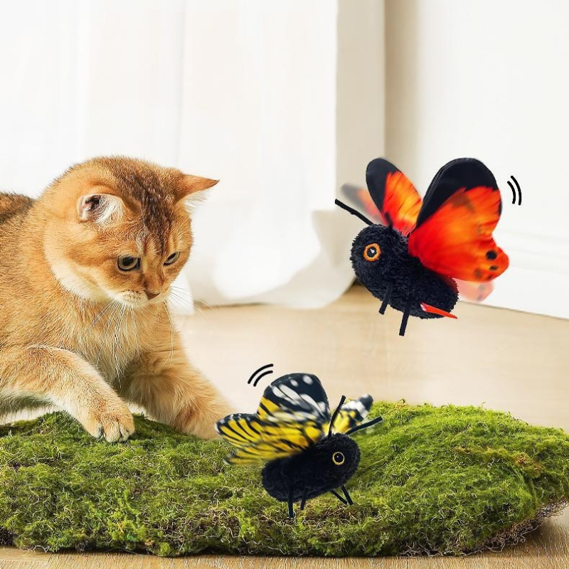 Interactive Flutter Butterfly Cat Toy Automatic Realistic Insect Teaser