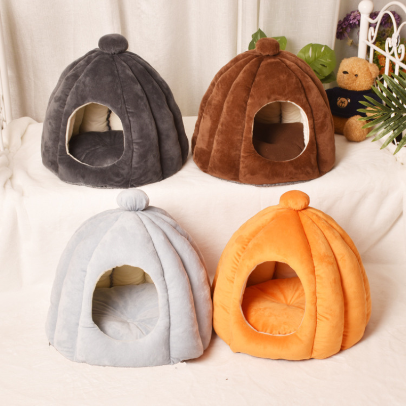 Plush Dome Cat Bed Warm Indoor Sleeping Cave