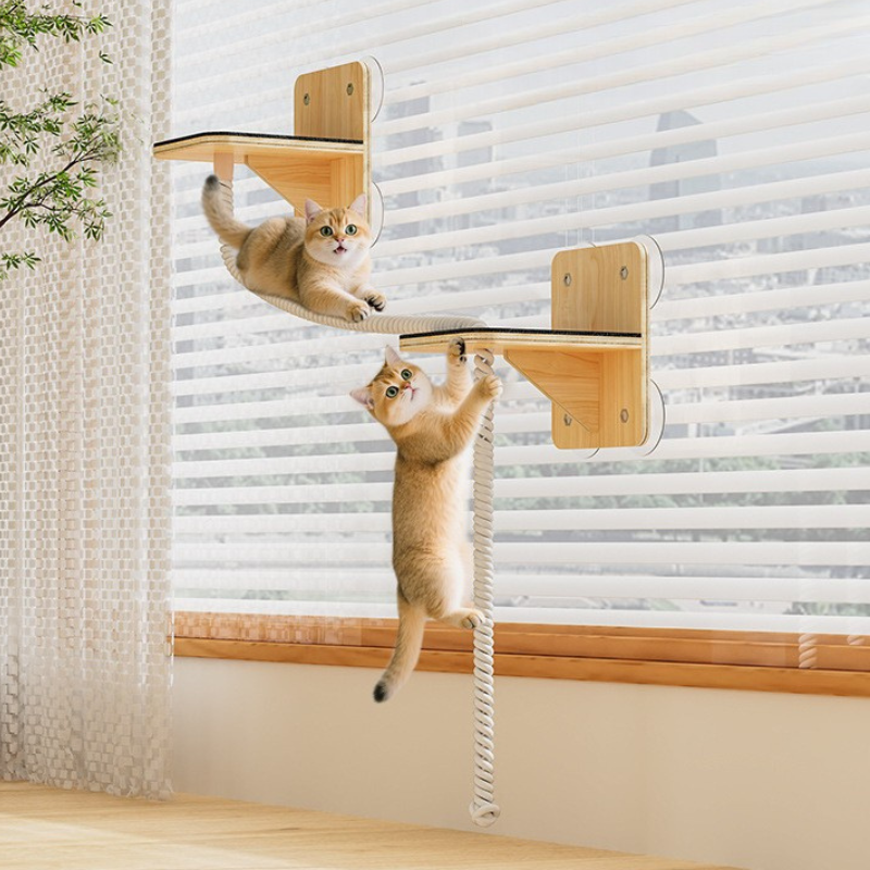 Cat Climbing Platform With Rope Steps