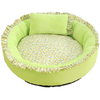 Floral Round Cat Bed Soft Comfortable Pet Cushion With Pillow