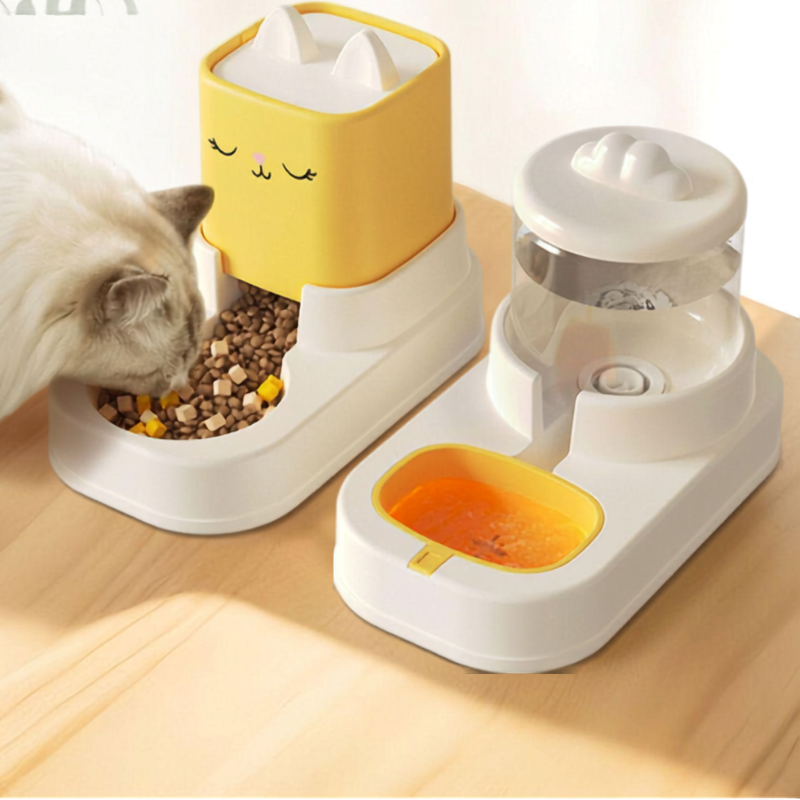 Cat Food Water Bowl Station