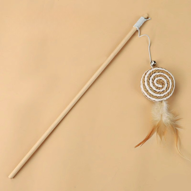 Interactive Cat Teaser Wand With Bell And Feather Toy