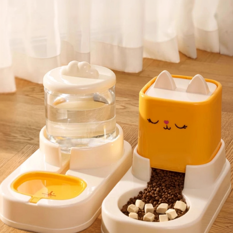 Cat Food Water Bowl Station