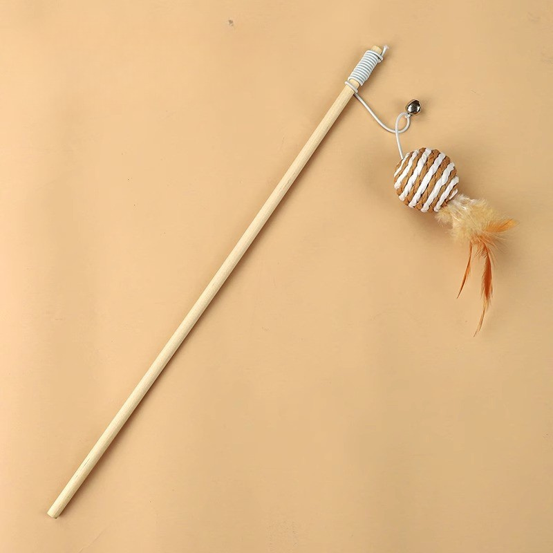 Interactive Cat Teaser Wand With Bell And Feather Toy