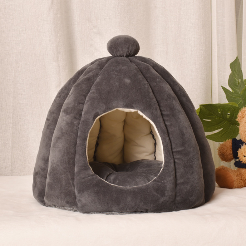 Plush Dome Cat Bed Warm Indoor Sleeping Cave