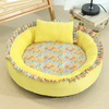 Floral Round Cat Bed Soft Comfortable Pet Cushion With Pillow