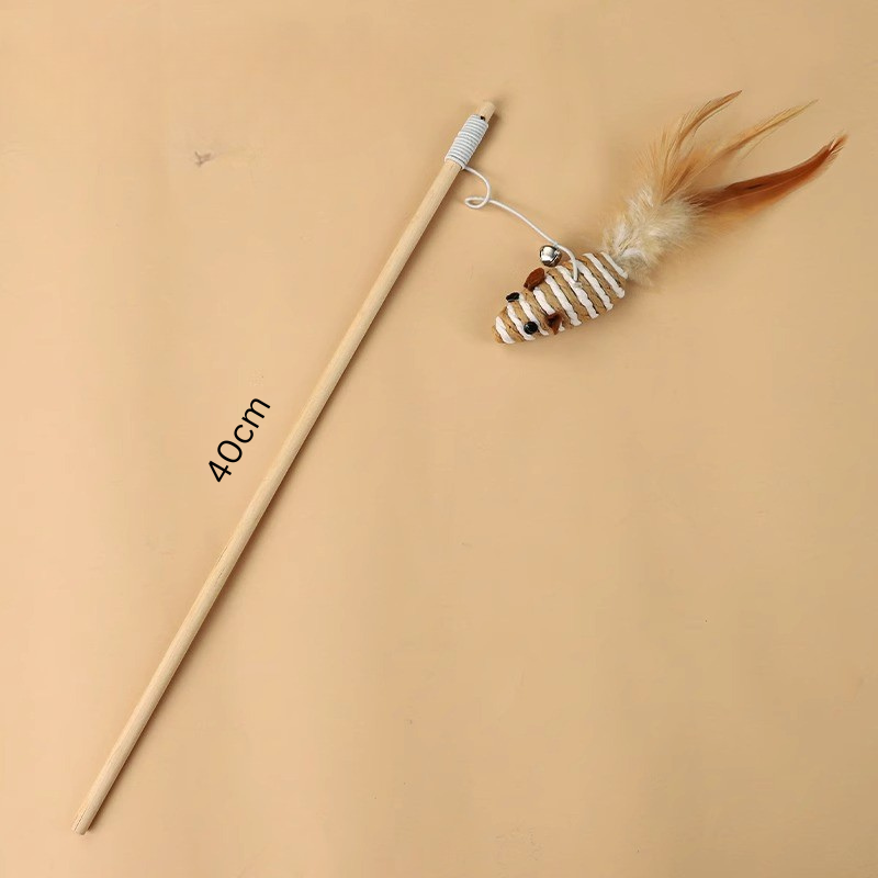 Interactive Cat Teaser Wand With Bell And Feather Toy