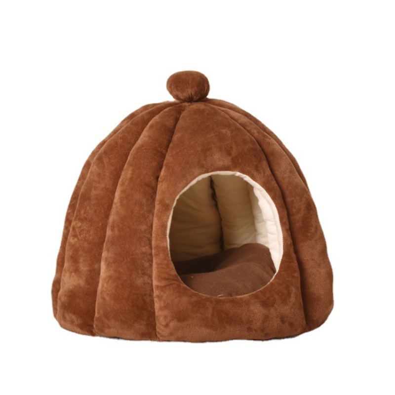 Plush Dome Cat Bed Warm Indoor Sleeping Cave