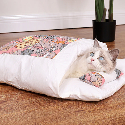 Lit confortable pour animaux de compagnie avec un oreiller pour chats et chiens