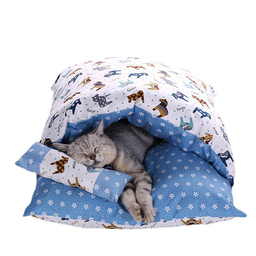 Gemütliches Haustierbett mit Kissen für Katzen und Hunde