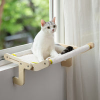 Cama de rede suspensa de madeira para janela de gato