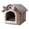 Cozy Gray Covered Cat House Bed