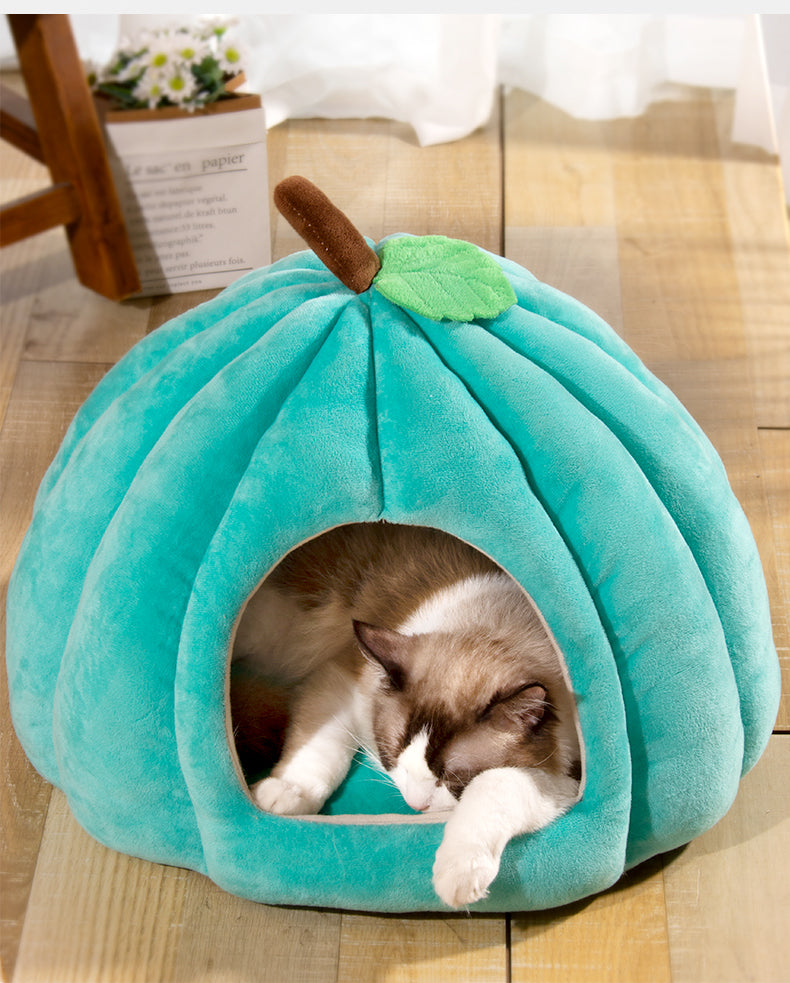 Pumpkin Covered Tent Cat Dog Bed