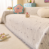 Heart Pattern Chenille Sofa Throw Blanket