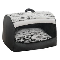 Black enclosed dog and cat house bed