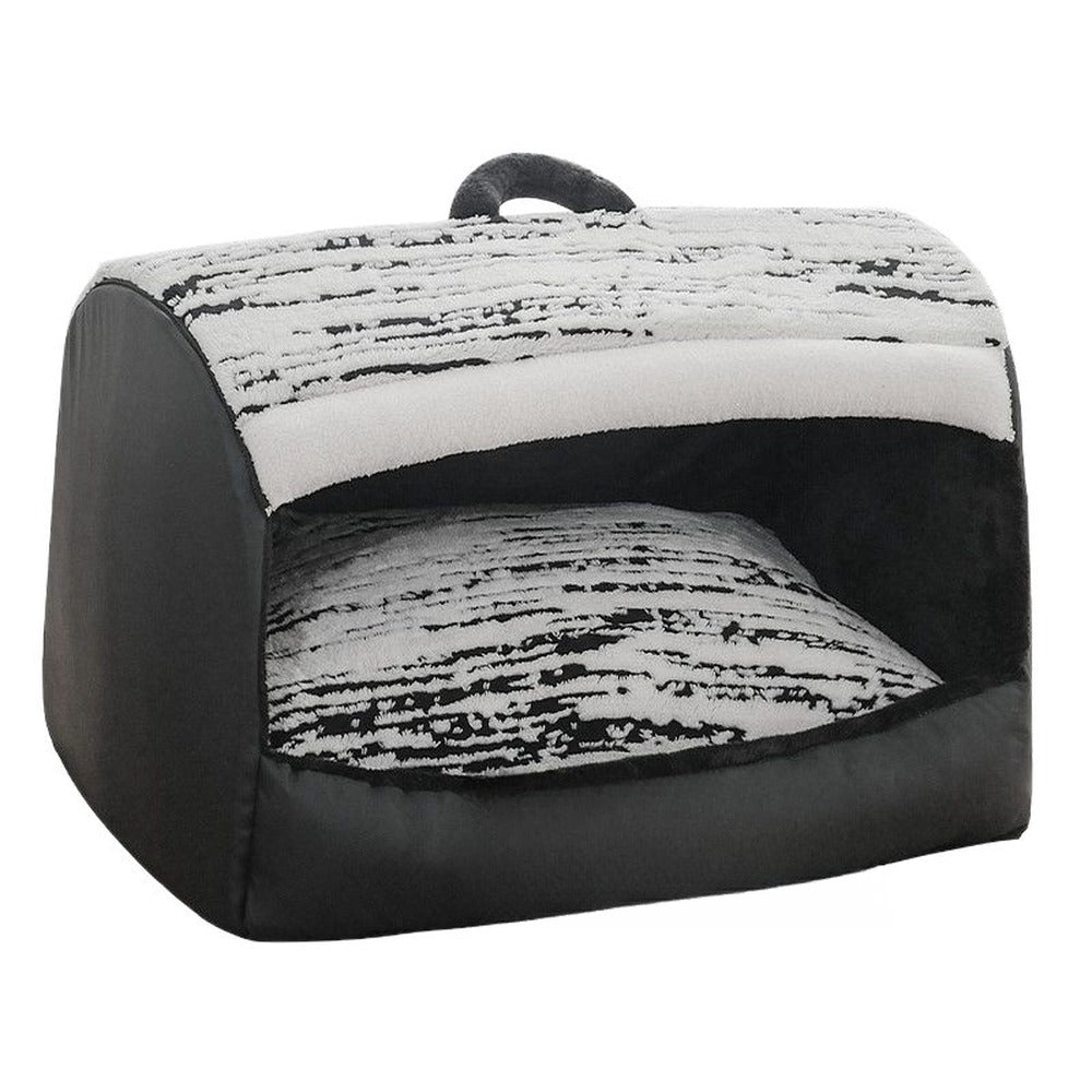 Black enclosed dog and cat house bed