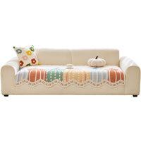 Chenille Anti-Scratch Sofa Cover with Scalloped Pumpkin Trim