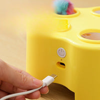 Whack-a-Mole Cat Toy, 5-Hole Electric Feather Chase Game