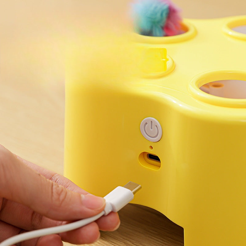 Whack-a-Mole Cat Toy, 5-Hole Electric Feather Chase Game