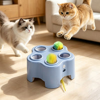 Whack-a-Mole Cat Toy, 5-Hole Electric Feather Chase Game