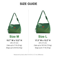 Size guide for M and L cat carrier bag