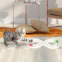 Kitten pouncing on the infinity track