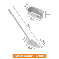 Long-Handled Litter Scooper for Cats - 120 cm Scoop + Caddy