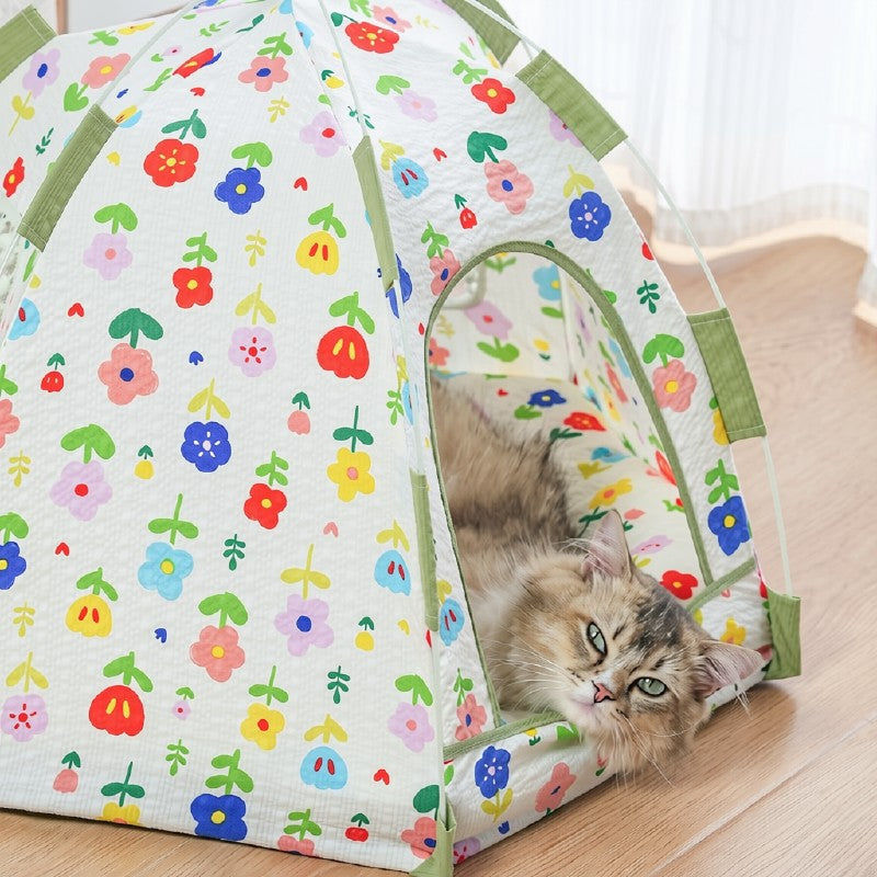 Floral Breathable Pet Tent Summer Cooling House for Cats & Dogs