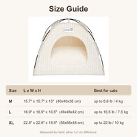 Cat tent bed size guide: M, L and XL