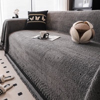 Speckled plush sofa cover in gray and black