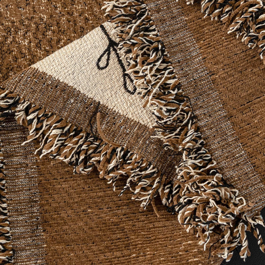 Anti-Scratch Chenille Sofa Cover with Fringed Floral Trim